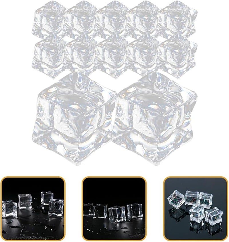 Unomor 60 قطعة مكعبات ثلج بلاستيكية قابلة لإعادة الاستخدام للتصوير وديكور الحفلات - Image 4